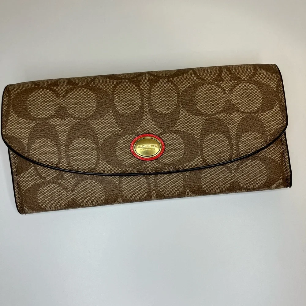 Coach Peyton Signature Slim Envelope With Pouch Wallet - Picture 2 of 8